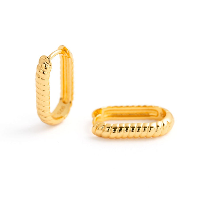 Twisted Rectangle Huggie Earring