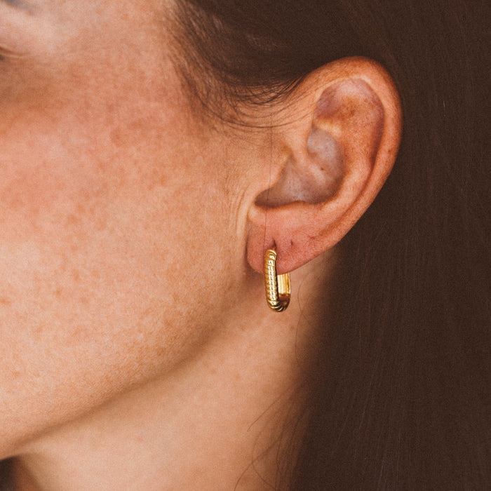 Twisted Rectangle Huggie Earring