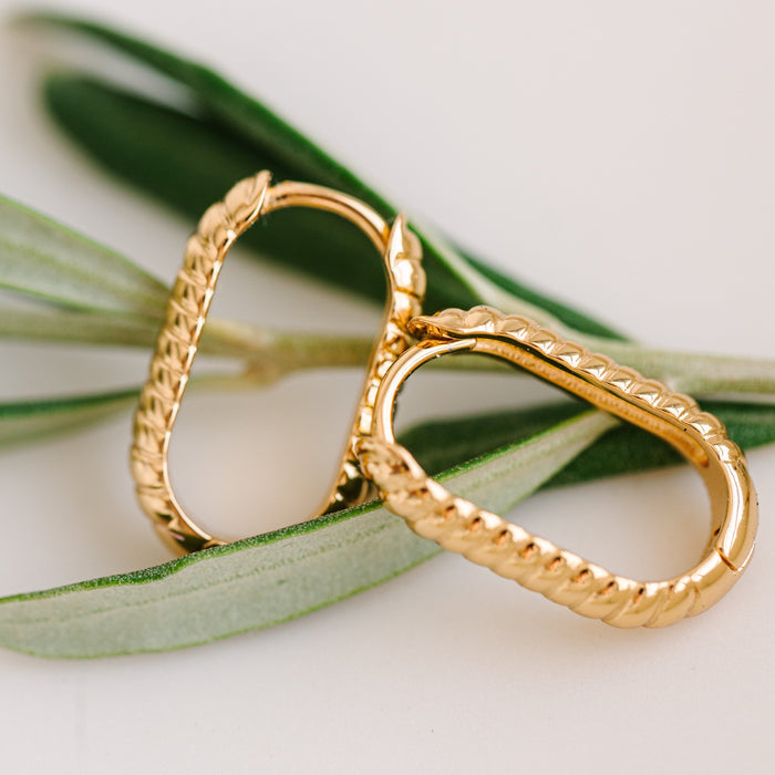 Twisted Rectangle Huggie Earring