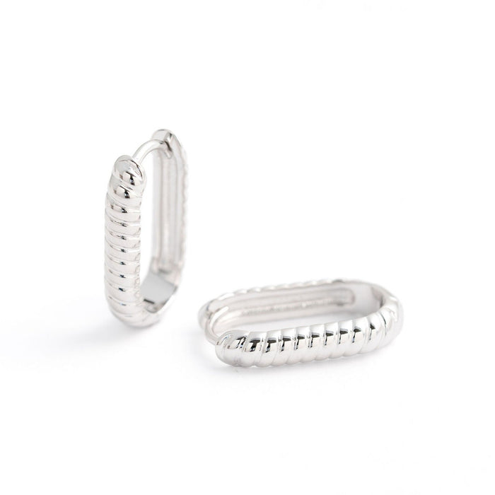 Twisted Rectangle Huggie Earring