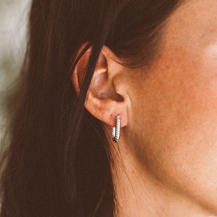 Twisted Rectangle Huggie Earring