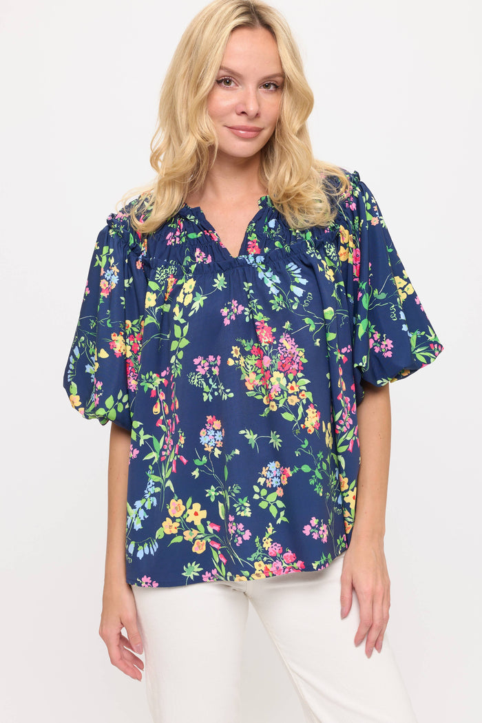 V-Neck Floral Blouse