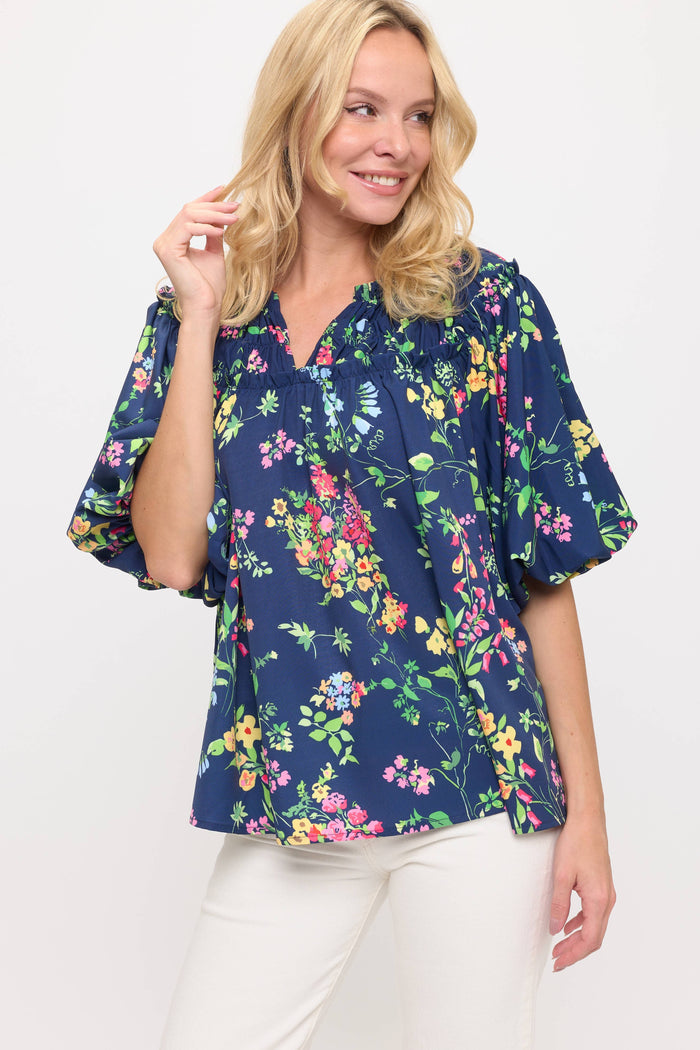 V-Neck Floral Blouse