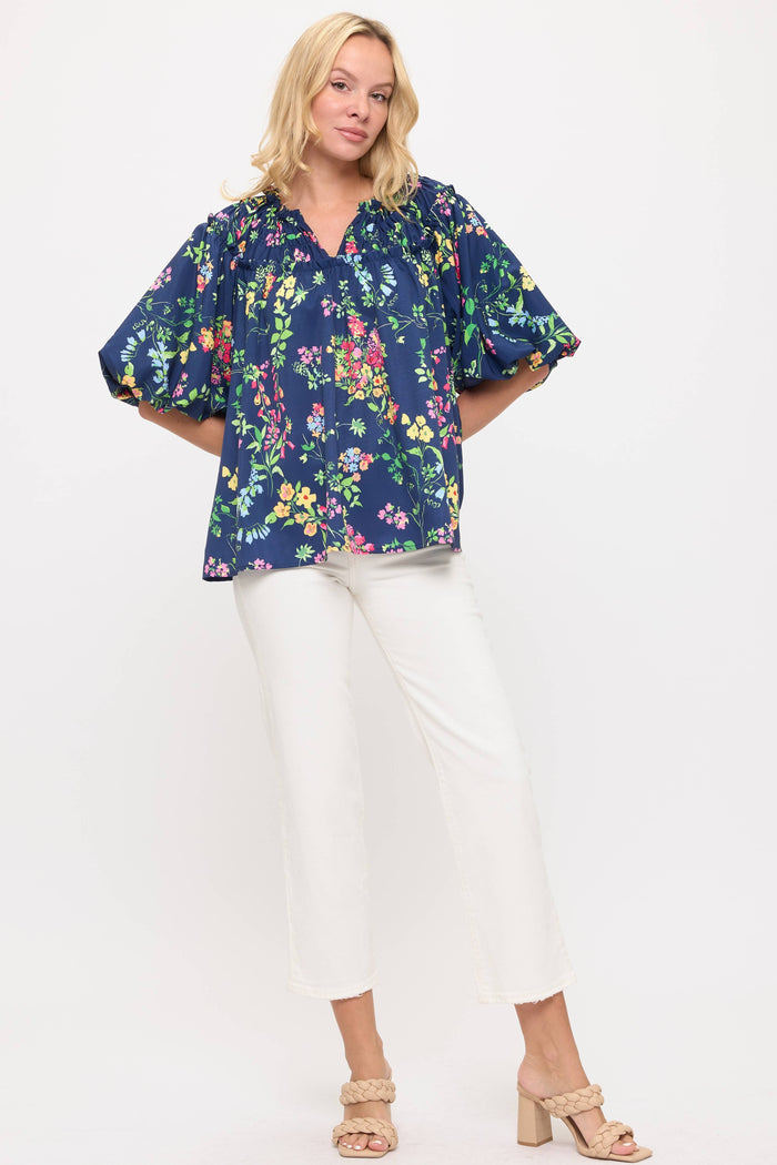 V-Neck Floral Blouse