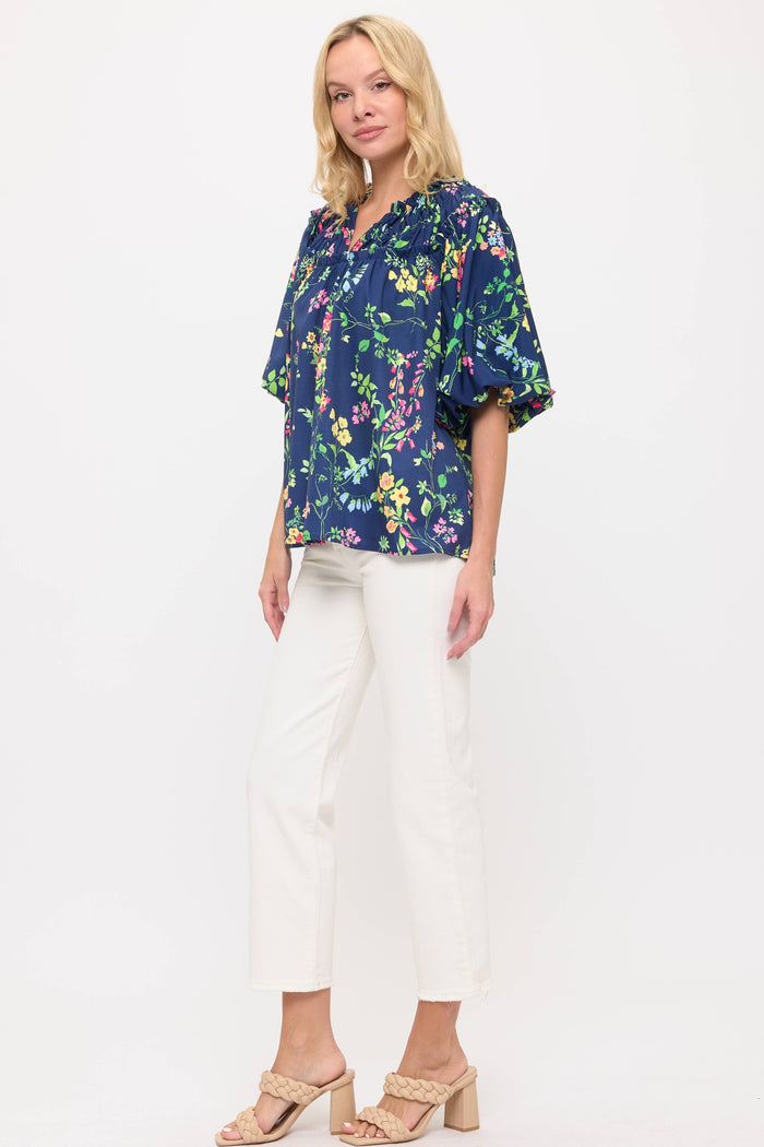 V-Neck Floral Blouse