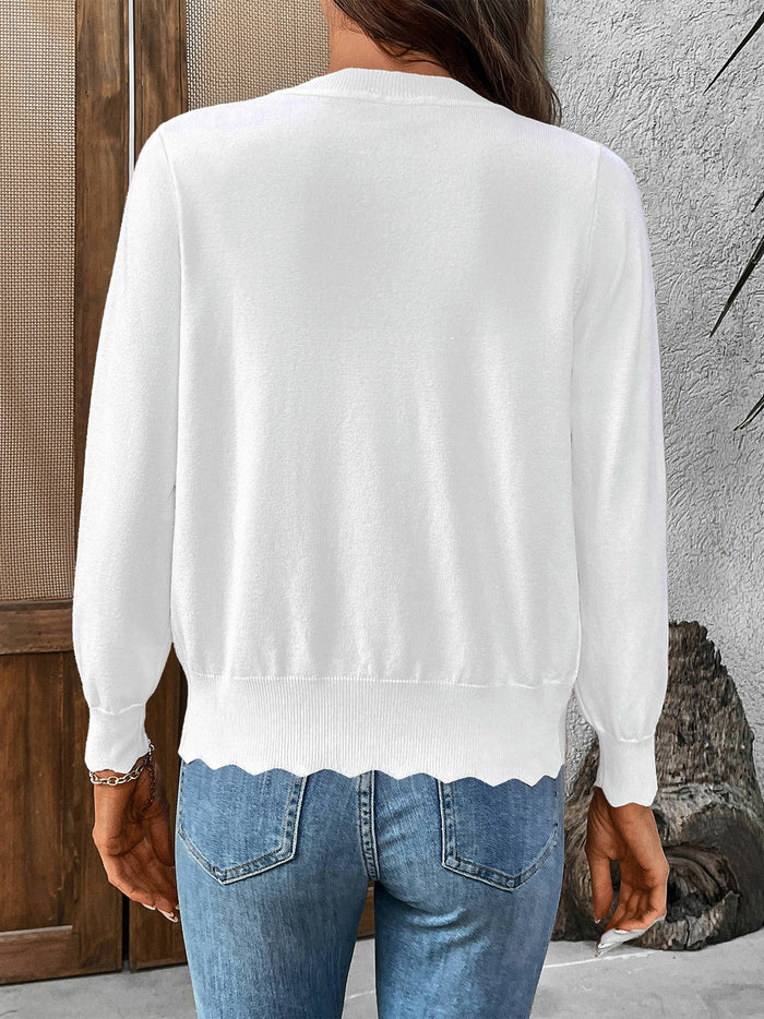 V-neck Long Sleeved Knitted Cardigan