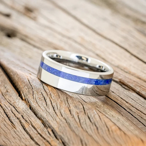 "VERTIGO" - LAPIS LAZULI WEDDING BAND - TUNGSTEN - SIZE 8-Staghead Designs
