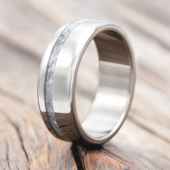 "VERTIGO" - MOONSTONE WEDDING RING - TITANIUM - SIZE 10 1/2-Staghead Designs