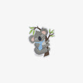 Vinyl sticker of a koala holding a branch on a white background