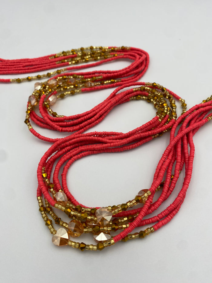 Vinyl Waist Bead- Clay beads- Flat disc waistbeads- 45”- 50”