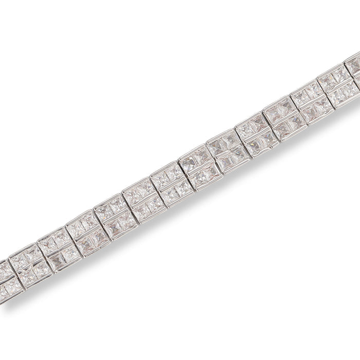 Viola 14K Gold Double Row Square Tennis Bracelet