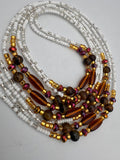 White aWaistBeads- Tiger eye -WaistBeads- Price per WaistBead -Tie On- 45”- 50”