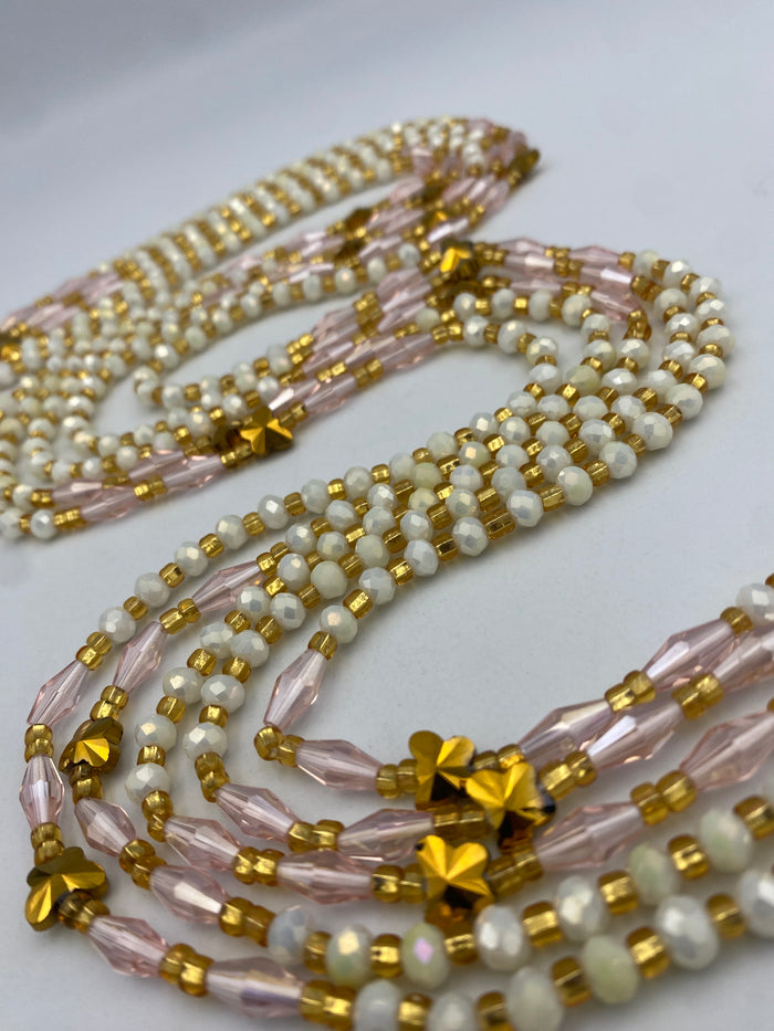 White Crystal Waist Bead- Tie on