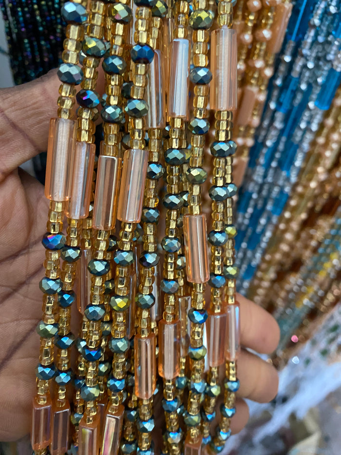 Wholesale African Waist Beads – Crystal Tie-On Strands 45”–50” (Bulk 25pcs Pack)