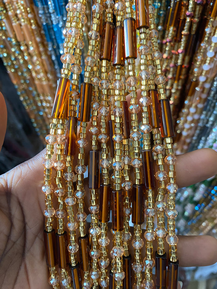 Wholesale African Waist Beads – Crystal Tie-On Strands 45”–50” (Bulk 25pcs Pack)
