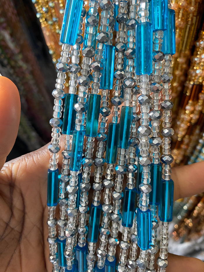 Wholesale African Waist Beads – Crystal Tie-On Strands 45”–50” (Bulk 25pcs Pack)