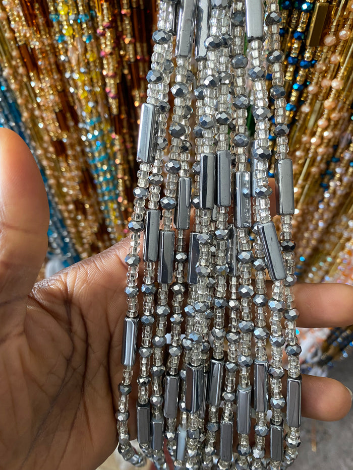Wholesale African Waist Beads – Crystal Tie-On Strands 45”–50” (Bulk 25pcs Pack)
