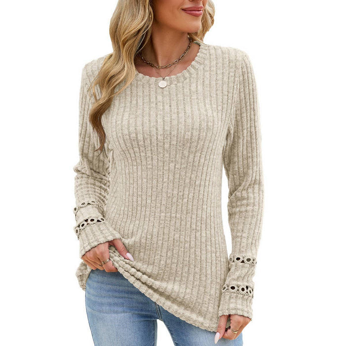 Women's Crew Neck Sweater W/ Sleeve Detail
