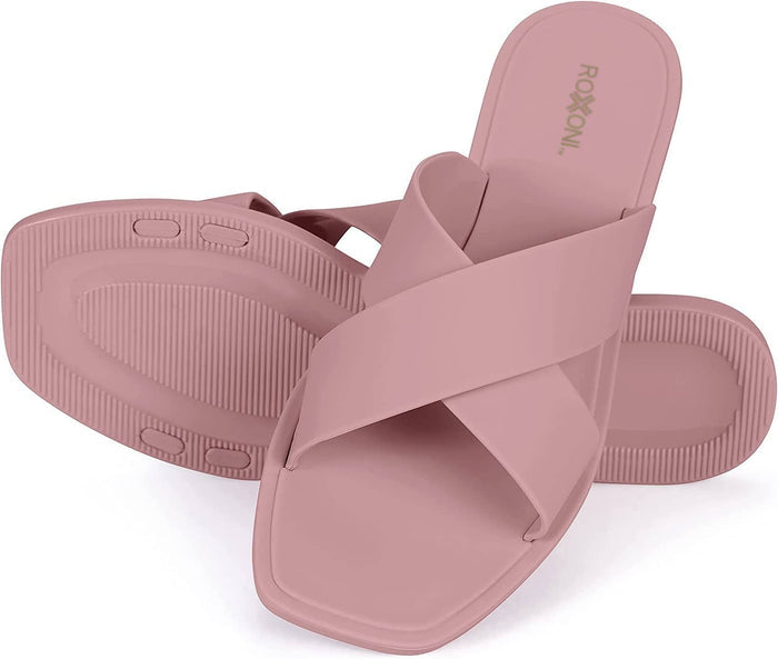Women's Matte Colored Criss Cross Strap Sandal