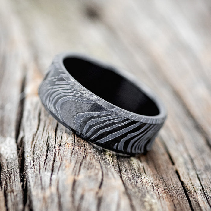 WOODGRAIN BLACK ZIRCONIUM WEDDING BAND - SIZE 14-2