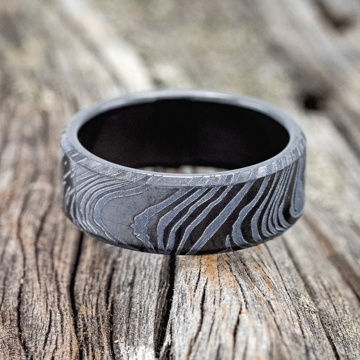WOODGRAIN BLACK ZIRCONIUM WEDDING BAND - SIZE 14-4