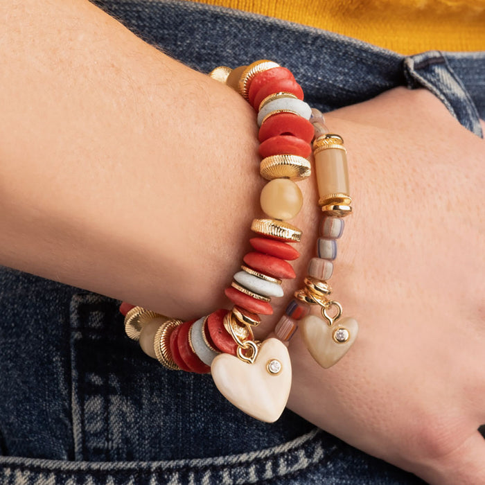 Zinnia Horn Heart Charm Bracelet